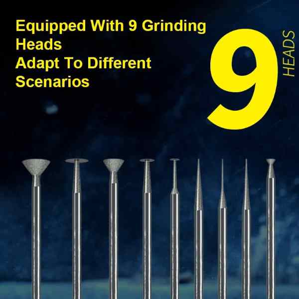 Mechanic GDR2 Micro Electric Polishing Pen Equipped with 9 Grinding Heads - Image 2