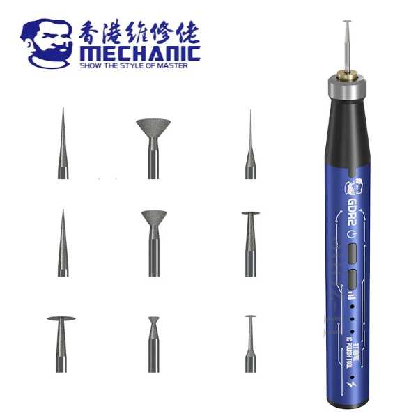 Mechanic GDR2 Micro Electric Polishing Pen Equipped with 9 Grinding Heads - Image 3