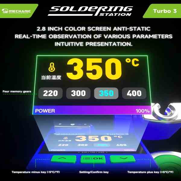 MECHANIC Turbo 3 150W Nano Soldering Station wtih C210 Tips - Image 6