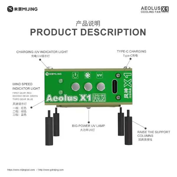 MiJing AEOLUS X1 Cooling Fan UV Curing Fan - Image 3