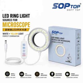SOPTOP LED Ring White + Yellow Light  for Microscope with Adjustable Brightness