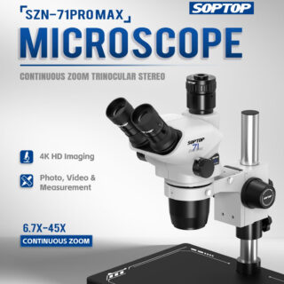 SOPTOP SZN-71 Pro Max 6.7-45X White Trinocular Microscope