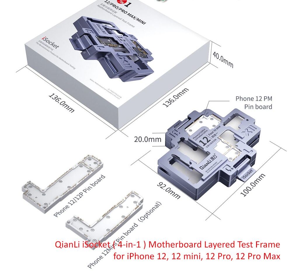 QianLi iSocket 4 in 1 Test Fixture for iPhone 12 / 12 Pro / 12 Pro Max / 12 mini