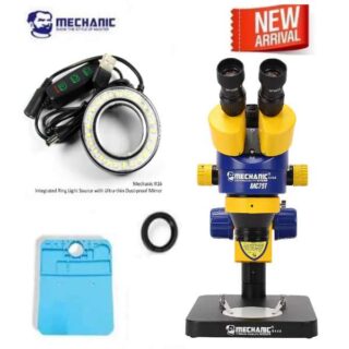 MECHANIC MC75T-B1 .7-4.5X Trinocular Stereo Microscope With LED Light & Lens 0.5x