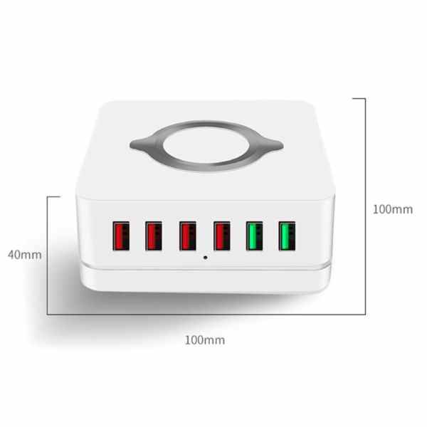 E6 USB Charger QC 3.0 PD 6 Ports USB Charging Station with Wireless Charger - Image 4