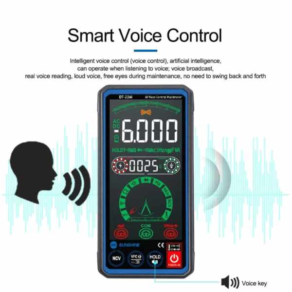 Sunshine DT-22AI Automatic Recognition True RMS Smart Voice Control Multimeter - Image 4