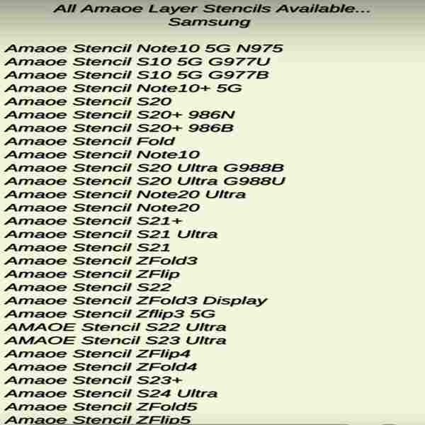 All Amaoe Samsung Layer Stencil Available