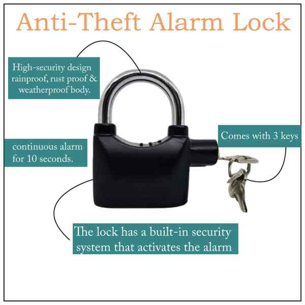 Anti-Theft larm Waterproof Padlock - Image 2