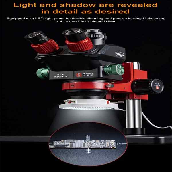YCS 7060X 7X-60X Trinocular Stereo Microscope with Big Base - Image 6