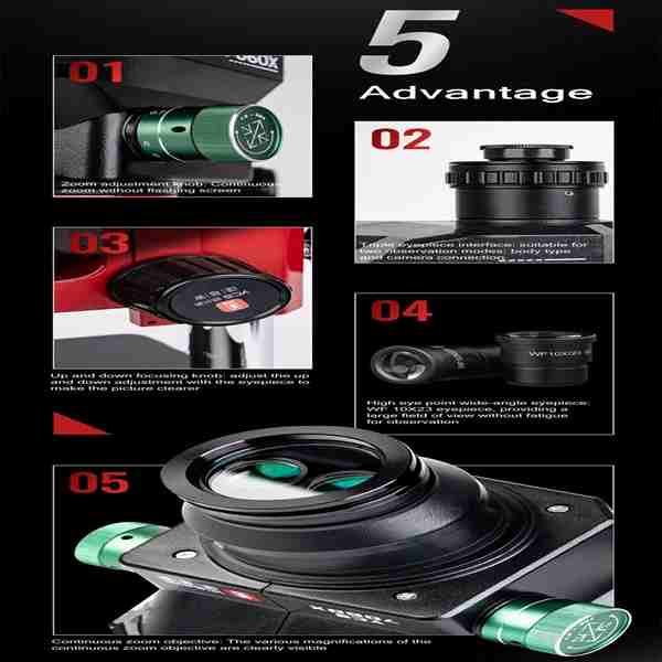 YCS 7060X 7X-60X Trinocular Stereo Microscope with Big Base - Image 4