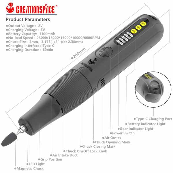 CREATIONSPACE MS0101A Small Electric Screwdriver Kit Electric Screwdriver Cordless - Image 2