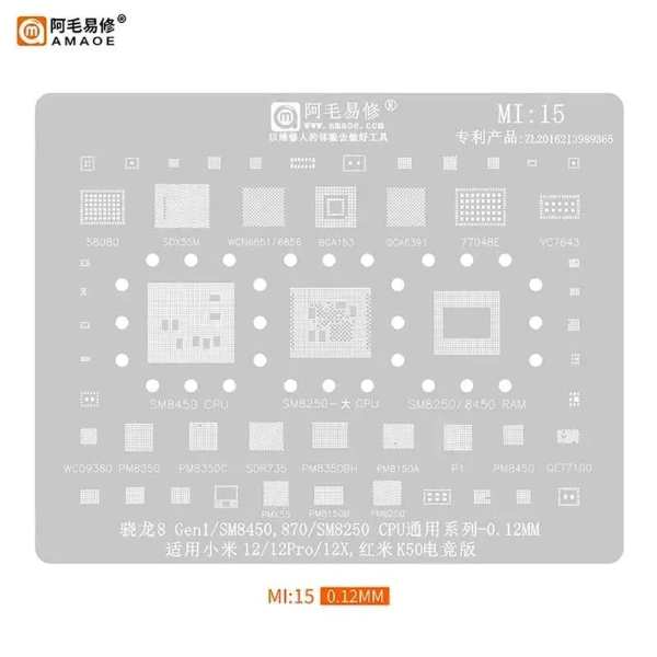 Amaoe MI15 BGA Reballing Stencil For Mi12/ 12Pro/ K50