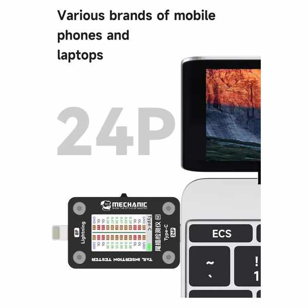Mechanic T-824 SE Type-C to Lightning High Precision Digital Display Tail Insertion Tester - Image 4