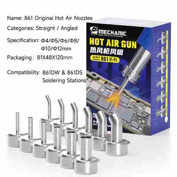 Mechanic 861 Series 6 in 1 Curved Hot Air Gun Nozzles